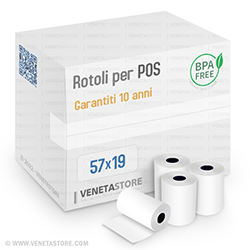 Rotoli carta termica mm 57x25 metri per Pos e terminali di stampa