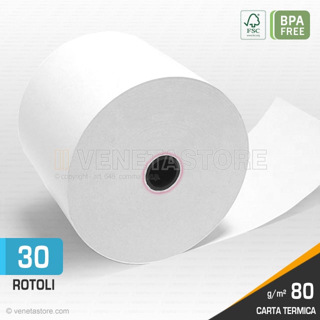 Rotoli carta termica 60x100 per Distributori di Carburanti mm 60 x 100 metri 80g F12 