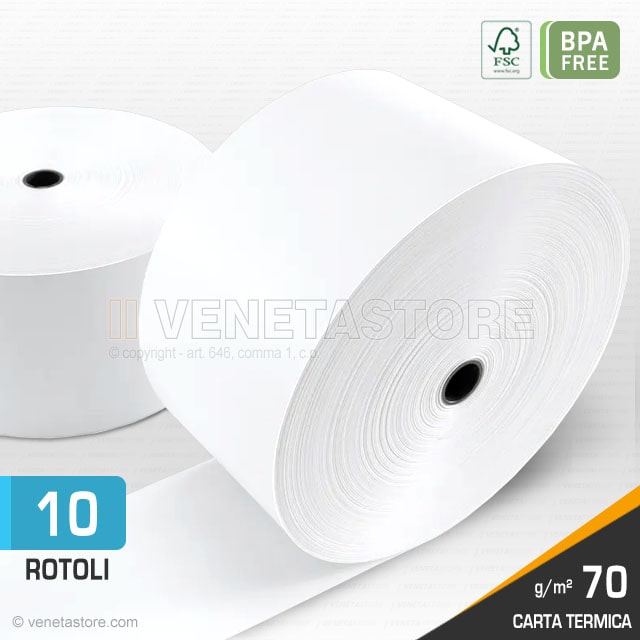 Rotoli carta termica 60x150 per Distributori di Carburanti mm 60 x d.150 70g F12 