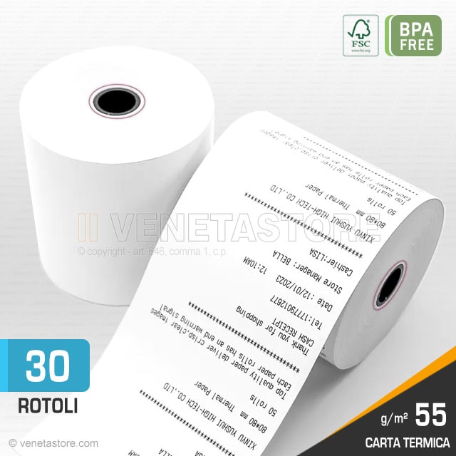 Rotoli carta termica 80x80 omologata mm 80 x 80 metri 