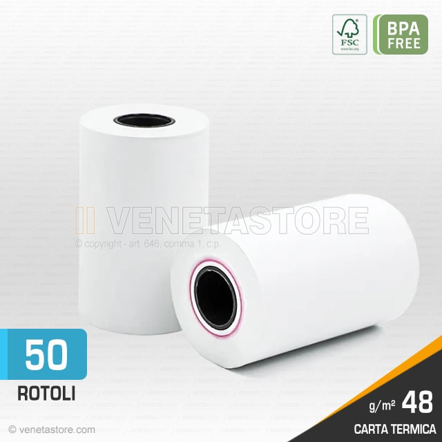 Rotoli carta termica 57x20 da 48g per POS mm 57 x 20 metri 