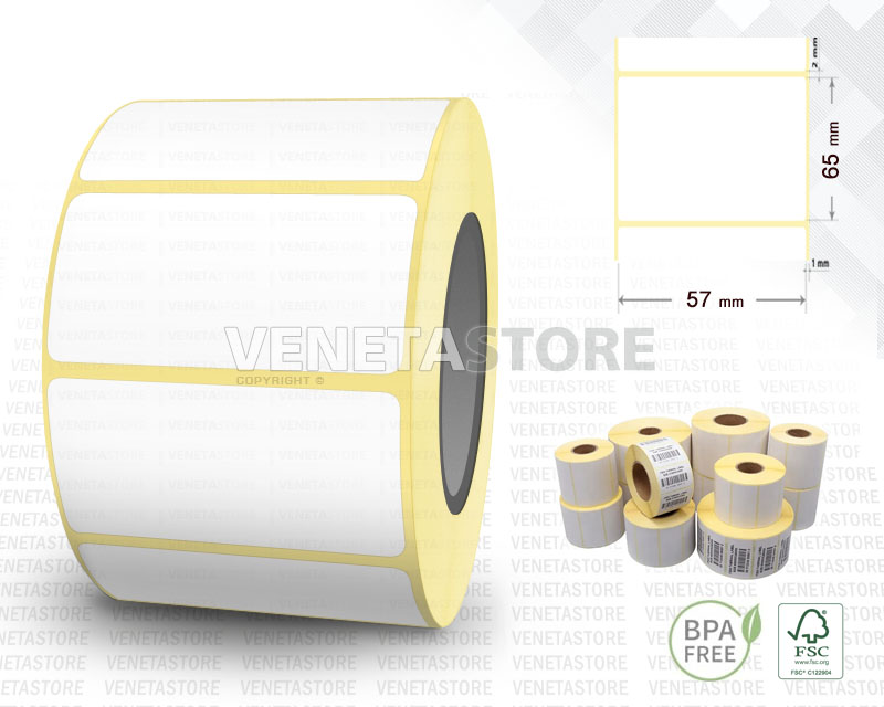 Etichette adesive in rotoli - f-to. 100X65 mm (bxh) - Termica