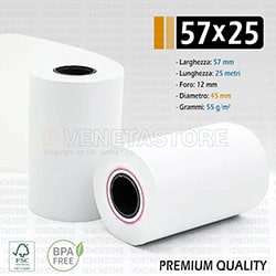 Rotoli carta termica 57x25 per POS  mm 57 x 25 metri (Conf. 50 pz.) Image 1