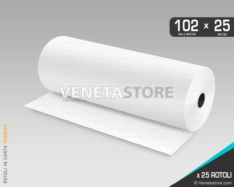 Rotoli carta termica 102x25 neutra mm 102 x 25 metri (25 pz.)