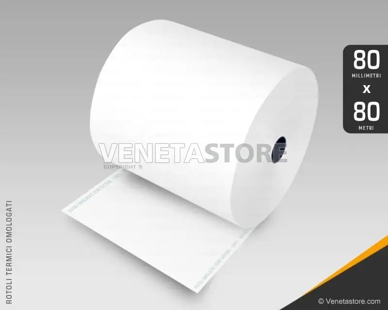 Rotoli Carta Termica per Cassa 80x80 mm 55g 50 pezzi Venetastore