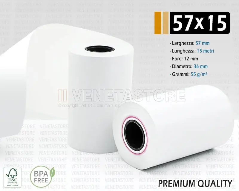 Rotoli per POS 57x15 metri Venetastore